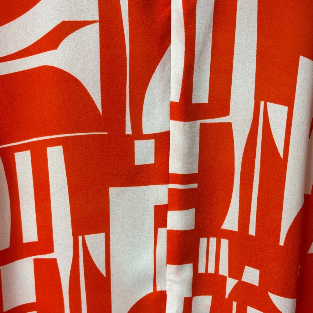 🧡 CAbi Orange & White Geometric Sleeveless Flowy Top Women Small 🧡 - Picture 5 of 15